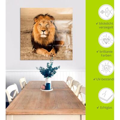 ARTland - Löwe - 20x20 cm - Braun - Glasbild ARTland - Löwe - 20x20 cm - Braun - Glasbild