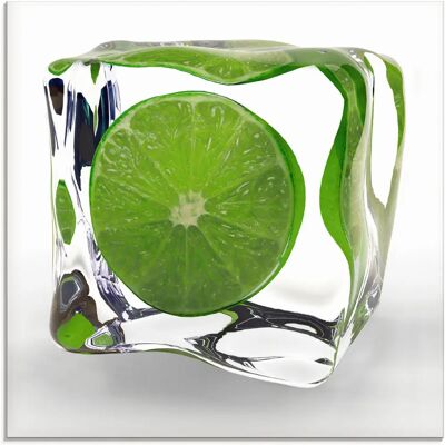 ARTLAND - Limette im Eiswürfel - 20x20 cm - Grün - Glass picture ARTLAND - Limette im Eiswürfel - 20x20 cm - Grün - Glass picture