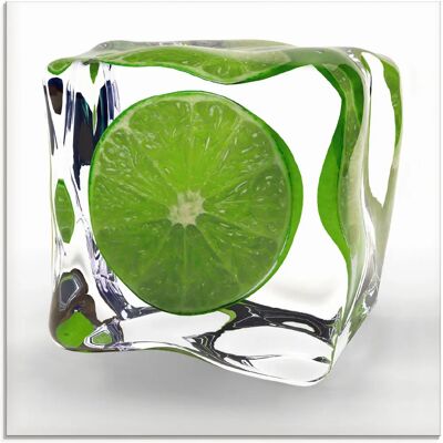 ARTLAND Grüne Limette im Eiswürfel Glasbild - Wanddekoration ARTLAND Grüne Limette im Eiswürfel Glasbild - Wanddekoration