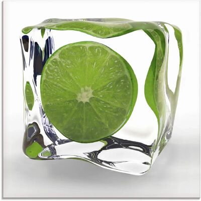 ARTLAND Grüne Limette im Eiswürfel Glasbild - Wanddekoration ARTLAND Grüne Limette im Eiswürfel Glasbild - Wanddekoration