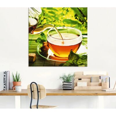 ARTLAND - Ausgießen eines Gesundheitstees - 30x30 cm - Grün - Glass picture ARTLAND - Ausgießen eines Gesundheitstees - 30x30 cm - Grün - Glass picture