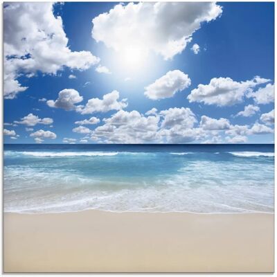 ARTland - Großartige Strandlandschaft - Blau - 30x30 cm - Glass art ARTland - Großartige Strandlandschaft - Blau - 30x30 cm - Glass art