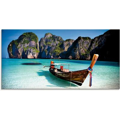 ARTLAND Glasbild Maya Bay, Koh Phi Leh, Thailand - Blau, 100x50cm, Boote & Schiffe ARTLAND Glasbild Maya Bay, Koh Phi Leh, Thailand - Blau, 100x50cm, Boote & Schiffe