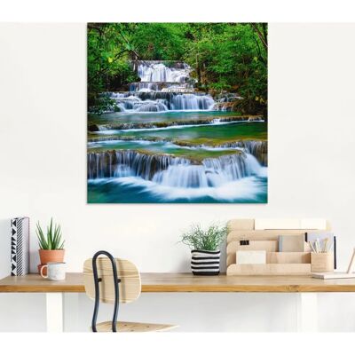 ARTLAND - Tiefen Wald Wasserfall - Grün - 30x30 cm - Glass picture ARTLAND - Tiefen Wald Wasserfall - Grün - 30x30 cm - Glass picture