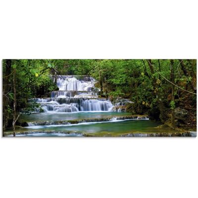 ARTLAND Tiefen Wald Wasserfall Glasbild - Gewässer ARTLAND Tiefen Wald Wasserfall Glasbild - Gewässer