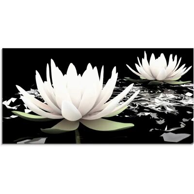 ARTLAND Zwei Lotusblumen auf dem Wasser Glasbild - Glasbild ARTLAND Zwei Lotusblumen auf dem Wasser Glasbild - Glasbild