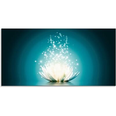 ARTLAND Blaues Lotus Wandbild - Glasbild - 60x30 cm ARTLAND Blaues Lotus Wandbild - Glasbild - 60x30 cm