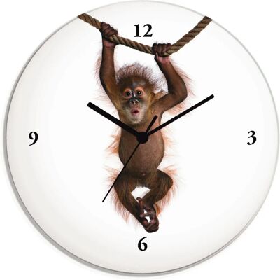 ARTLAND - Baby Sumatra Orang Utan hängt an Seil - Wall Clock ARTLAND - Baby Sumatra Orang Utan hängt an Seil - Wall Clock