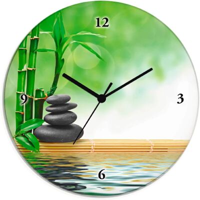 ARTLAND Spa Konzept Zen Basaltsteine Wanduhr - Grün - 30cm - Lautlos ARTLAND Spa Konzept Zen Basaltsteine Wanduhr - Grün - 30cm - Lautlos
