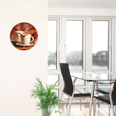 ARTLAND Braune Dampfender Cappuccino Croissant Wanduhr - Wanduhr ARTLAND Braune Dampfender Cappuccino Croissant Wanduhr - Wanduhr