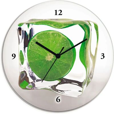 ARTLAND Limette im Eiswürfel Wanduhr - Wanduhr ARTLAND Limette im Eiswürfel Wanduhr - Wanduhr