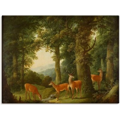 ARTLAND Waldlandschaft mit Rotwild - Leinwandbild ARTLAND Waldlandschaft mit Rotwild - Leinwandbild