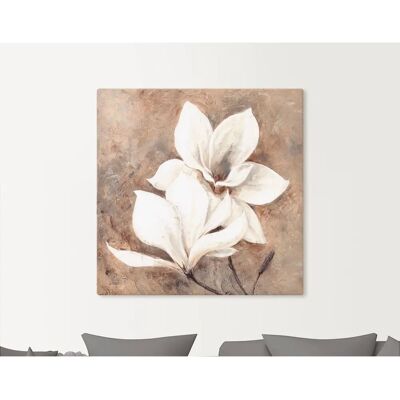 ARTLAND Klassische Magnolien Wandbild - Beige - 100x100cm - Innen/Außen ARTLAND Klassische Magnolien Wandbild - Beige - 100x100cm - Innen/Außen