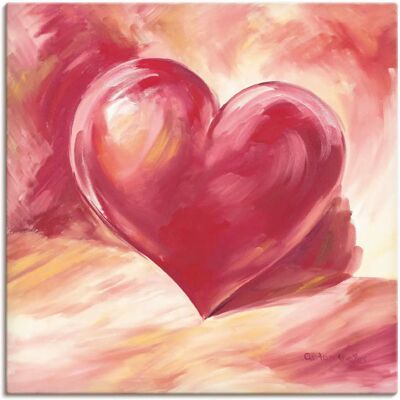 ARTLAND Rosa/rotes Herz Wandbild - 50x50cm Leinwand & Metall Druck ARTLAND Rosa/rotes Herz Wandbild - 50x50cm Leinwand & Metall Druck