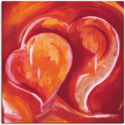 ARTLAND Abstrakte Herzen - Rot Wandbild - 50x50cm - Leinwand/Poster ARTLAND Abstrakte Herzen - Rot Wandbild - 50x50cm - Leinwand/Poster