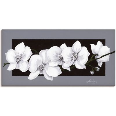 ARTLAND Weiße Orchideen auf grau Wandbild - Alu, Leinwand, Poster, Aufkleber ARTLAND Weiße Orchideen auf grau Wandbild - Alu, Leinwand, Poster, Aufkleber