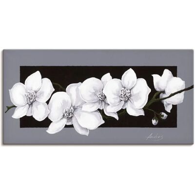 ARTLAND Weiße Orchideen auf grau Wandbild - Leinwand, Alu, Poster, Outdoor ARTLAND Weiße Orchideen auf grau Wandbild - Leinwand, Alu, Poster, Outdoor