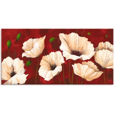 ARTLAND Weiße Mohnblumen vor rot Wandbild - Leinwand/Alu/Post, 60x30cm ARTLAND Weiße Mohnblumen vor rot Wandbild - Leinwand/Alu/Post, 60x30cm