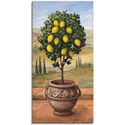 ARTLAND Zitronenbaum Wandbild - Beige - 30x60cm - Leinwand & Metall ARTLAND Zitronenbaum Wandbild - Beige - 30x60cm - Leinwand & Metall