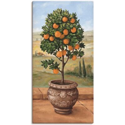 ARTLAND Orangenbaum Wandbild - Leinwand & Vinyl - Grün - 50x100cm ARTLAND Orangenbaum Wandbild - Leinwand & Vinyl - Grün - 50x100cm