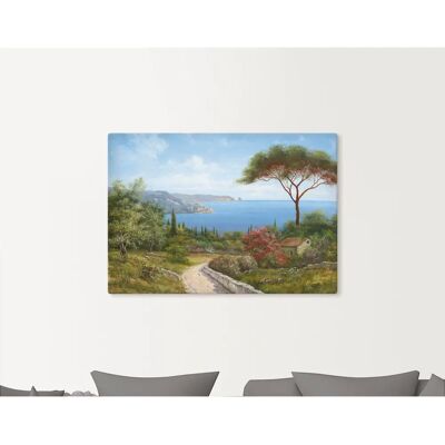 ARTLAND Grünes Haus am Meer Wandbild - Wasser Szene, 70x50 cm ARTLAND Grünes Haus am Meer Wandbild - Wasser Szene, 70x50 cm