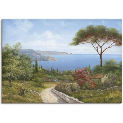 ARTLAND Grünes Haus am Meer Wandbild - Wasser Szene, 70x50 cm ARTLAND Grünes Haus am Meer Wandbild - Wasser Szene, 70x50 cm