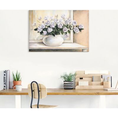 ARTLAND Rosen auf Tisch II Leinwandbild - Wandbild - Blumen - Weiß ARTLAND Rosen auf Tisch II Leinwandbild - Wandbild - Blumen - Weiß