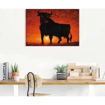 ARTLAND Andalusischer Stier Wandbild - 100x70 cm, Rot, Leinwand ARTLAND Andalusischer Stier Wandbild - 100x70 cm, Rot, Leinwand