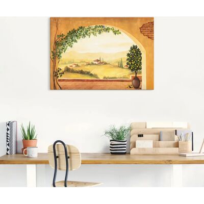 ARTLAND Toskanalandschaft Leinwand Wandbild - Weinranken - Beige ARTLAND Toskanalandschaft Leinwand Wandbild - Weinranken - Beige