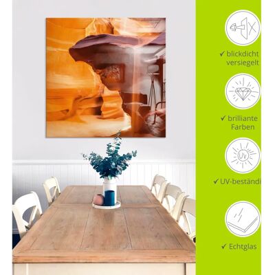 ARTLAND Antelope Canyon Sanddusche Glasbild - Quadratisch, 30x30cm, orange - Wanddekoration ARTLAND Antelope Canyon Sanddusche Glasbild - Quadratisch, 30x30cm, orange - Wanddekoration