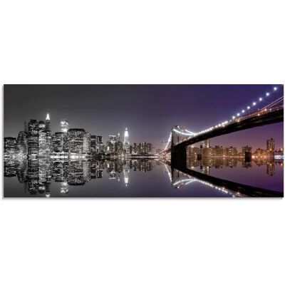 ARTLAND New York Skyline Wandkunst - Nacht Reflexion - Schwarz Glasbild ARTLAND New York Skyline Wandkunst - Nacht Reflexion - Schwarz Glasbild