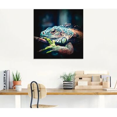 ARTland - Leguan - Blau - 30x30 cm - Glasbild ARTland - Leguan - Blau - 30x30 cm - Glasbild