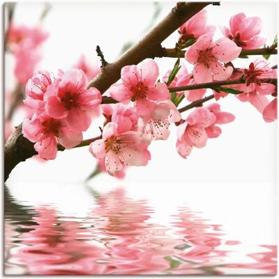 ARTLAND - Pfirsichblüten reflektieren im Wasser - pink - Wandkunst ARTLAND - Pfirsichblüten reflektieren im Wasser - pink - Wandkunst