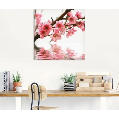 ARTLAND Pfirsichblüten Wasser Spiegel Wandbild - Leinwand, Alu, Poster ARTLAND Pfirsichblüten Wasser Spiegel Wandbild - Leinwand, Alu, Poster