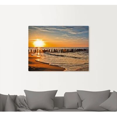 ARTLAND Orange Sonnenuntergang am Strand Wandbild - Meereslandschaft Dekor ARTLAND Orange Sonnenuntergang am Strand Wandbild - Meereslandschaft Dekor