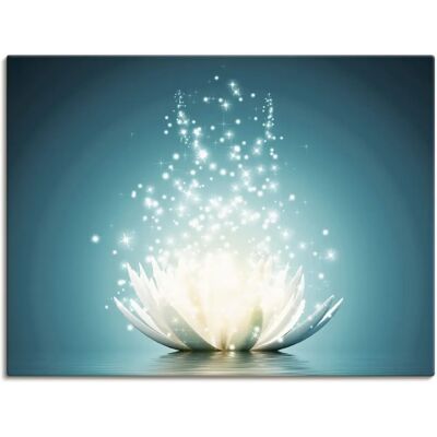 ARTLAND Blaues Lotus Wandbild - Landschaft Modern Leinwand Poster ARTLAND Blaues Lotus Wandbild - Landschaft Modern Leinwand Poster