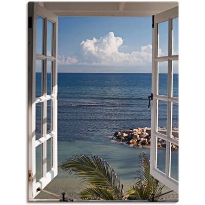 ARTLAND Fenster zum Paradies Wandbild - Blau, 45x60cm ARTLAND Fenster zum Paradies Wandbild - Blau, 45x60cm