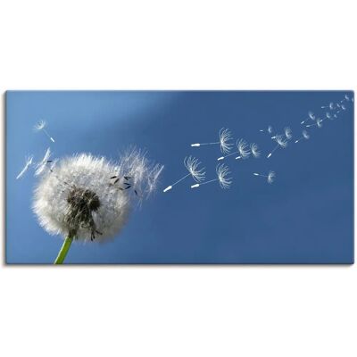 ARTLAND Pusteblume Wandbild - 100x50cm, Blau, Leinwand & Alu ARTLAND Pusteblume Wandbild - 100x50cm, Blau, Leinwand & Alu