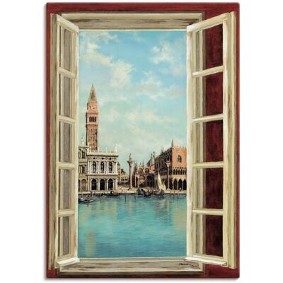 ARTLAND Venedig Blick Fenster Wandkunst - Leinwand, Poster & Vinylaufkleber ARTLAND Venedig Blick Fenster Wandkunst - Leinwand, Poster & Vinylaufkleber