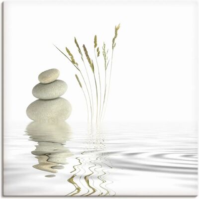 ARTLAND Zen Friede Wandbild - Quadratisches Leinwandbild 50x50cm - Weiß - Outdoor/Indoor ARTLAND Zen Friede Wandbild - Quadratisches Leinwandbild 50x50cm - Weiß - Outdoor/Indoor