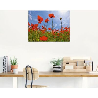 ARTLAND Mohnblumenfeld Glasbild - Blumen, rot, 80x60cm ARTLAND Mohnblumenfeld Glasbild - Blumen, rot, 80x60cm