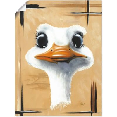 ARTLAND - Lustiger Strauß - 60x80 cm - Beige - Wandbild ARTLAND - Lustiger Strauß - 60x80 cm - Beige - Wandbild