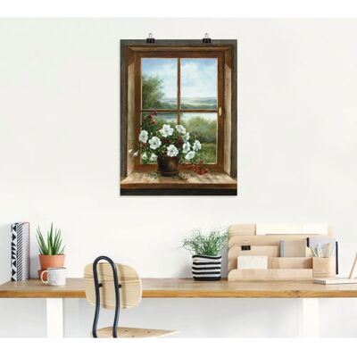 ARTLAND - Blumen am Fenster - 60 cm x 80 cm - braun - Wall art ARTLAND - Blumen am Fenster - 60 cm x 80 cm - braun - Wall art