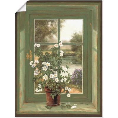 ARTLAND - Wildrosen am Fenster - grün - Wall art ARTLAND - Wildrosen am Fenster - grün - Wall art