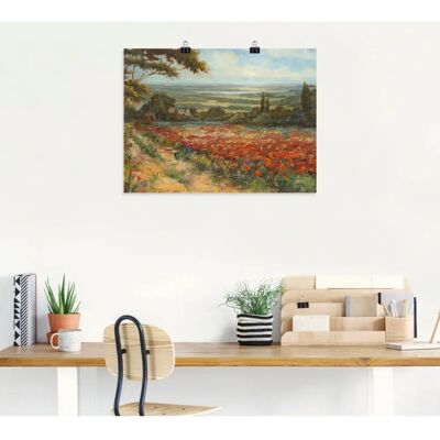 ARTland - Weg am Mohnfeld - 40x30 cm - Grün - Wandbild ARTland - Weg am Mohnfeld - 40x30 cm - Grün - Wandbild