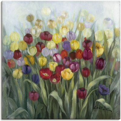 ARTLAND Tulpenwiese II - 30x30 cm - Leinwandbild ARTLAND Tulpenwiese II - 30x30 cm - Leinwandbild