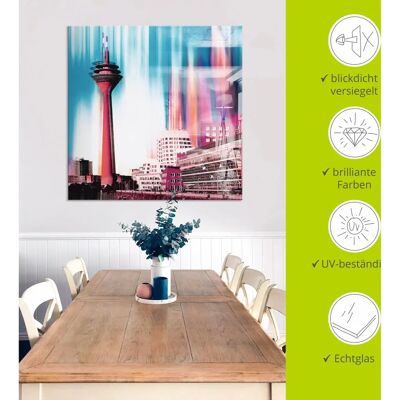 ARTLAND Düsseldorf Skyline Collage Glasbild - Wandkunst ARTLAND Düsseldorf Skyline Collage Glasbild - Wandkunst