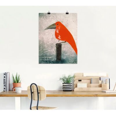 ARTLAND - Der Rote Vogel - 45 cm x 60 cm - Rot - Wall art ARTLAND - Der Rote Vogel - 45 cm x 60 cm - Rot - Wall art