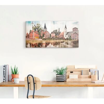 ARTLAND Leinwand Wandbild - Haselünne Stadtansicht Collage - 60x30cm - Braun ARTLAND Leinwand Wandbild - Haselünne Stadtansicht Collage - 60x30cm - Braun
