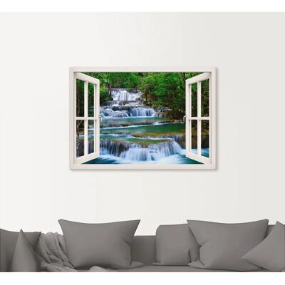 ARTLAND Fensterblick Wasserfall Kanchanaburi Leinwandbild - Wandbild ARTLAND Fensterblick Wasserfall Kanchanaburi Leinwandbild - Wandbild